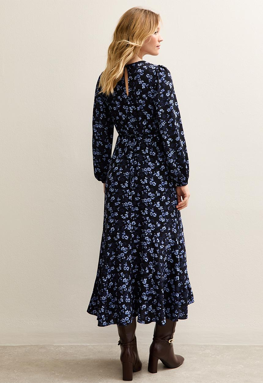 New Look - Ella painted floral godet midi - blue