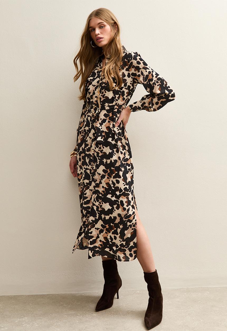 New Look - Poppy mark shirt midi - brown
