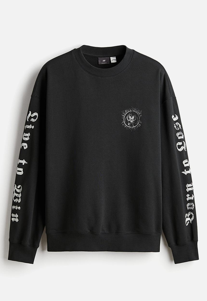 H&M - Oversized fit printed sweatshirt - black/motörhead