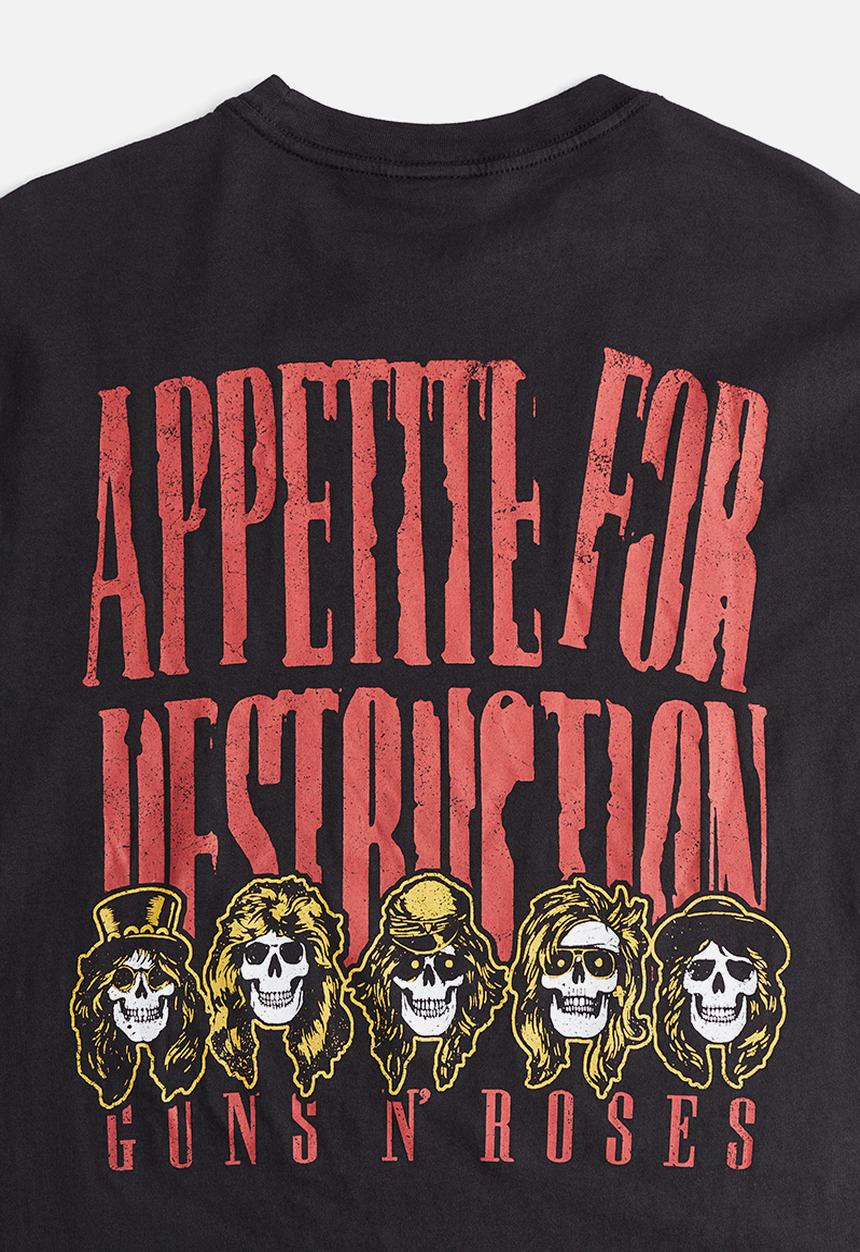 H&M - Loose fit vintage-look printed T-shirt - black/guns n' roses