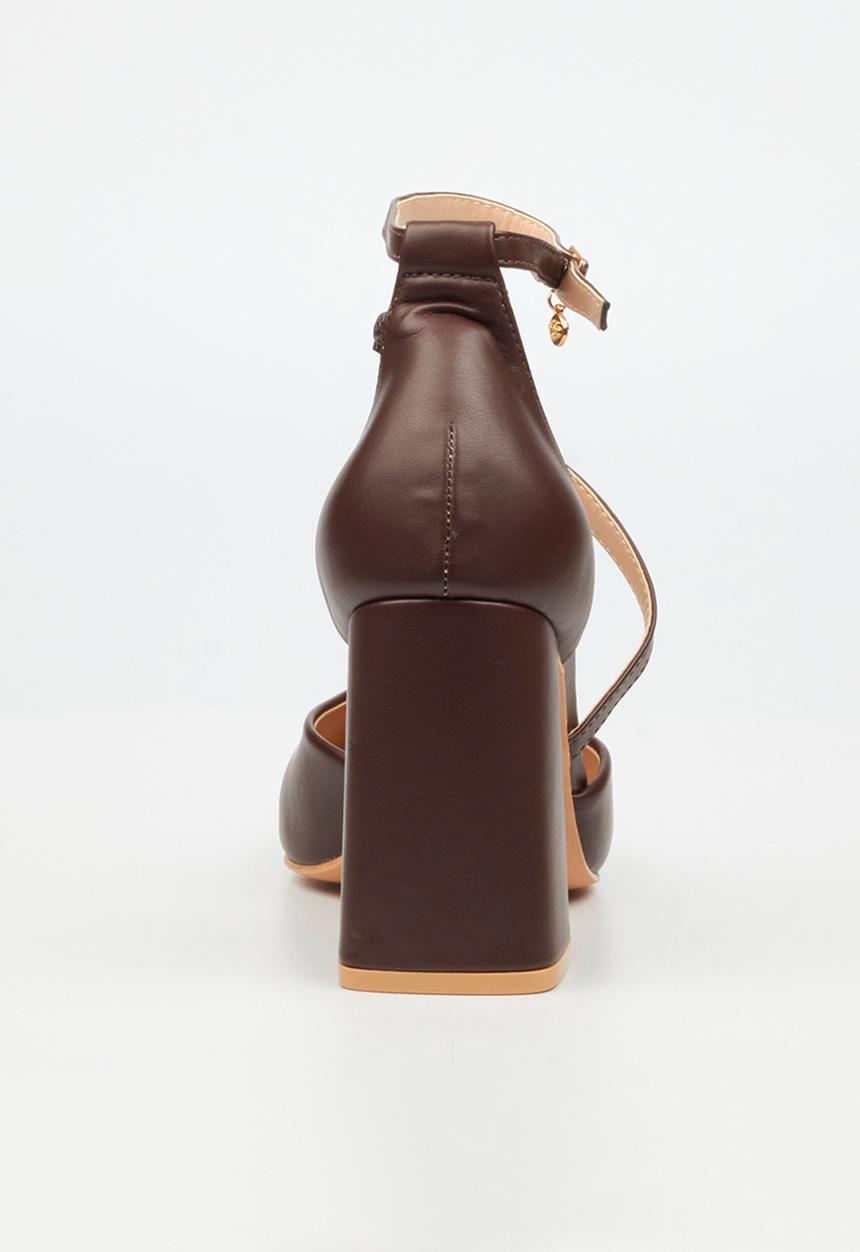 Miss Black - Novi 2 penny moc chunky block heel - chocolate