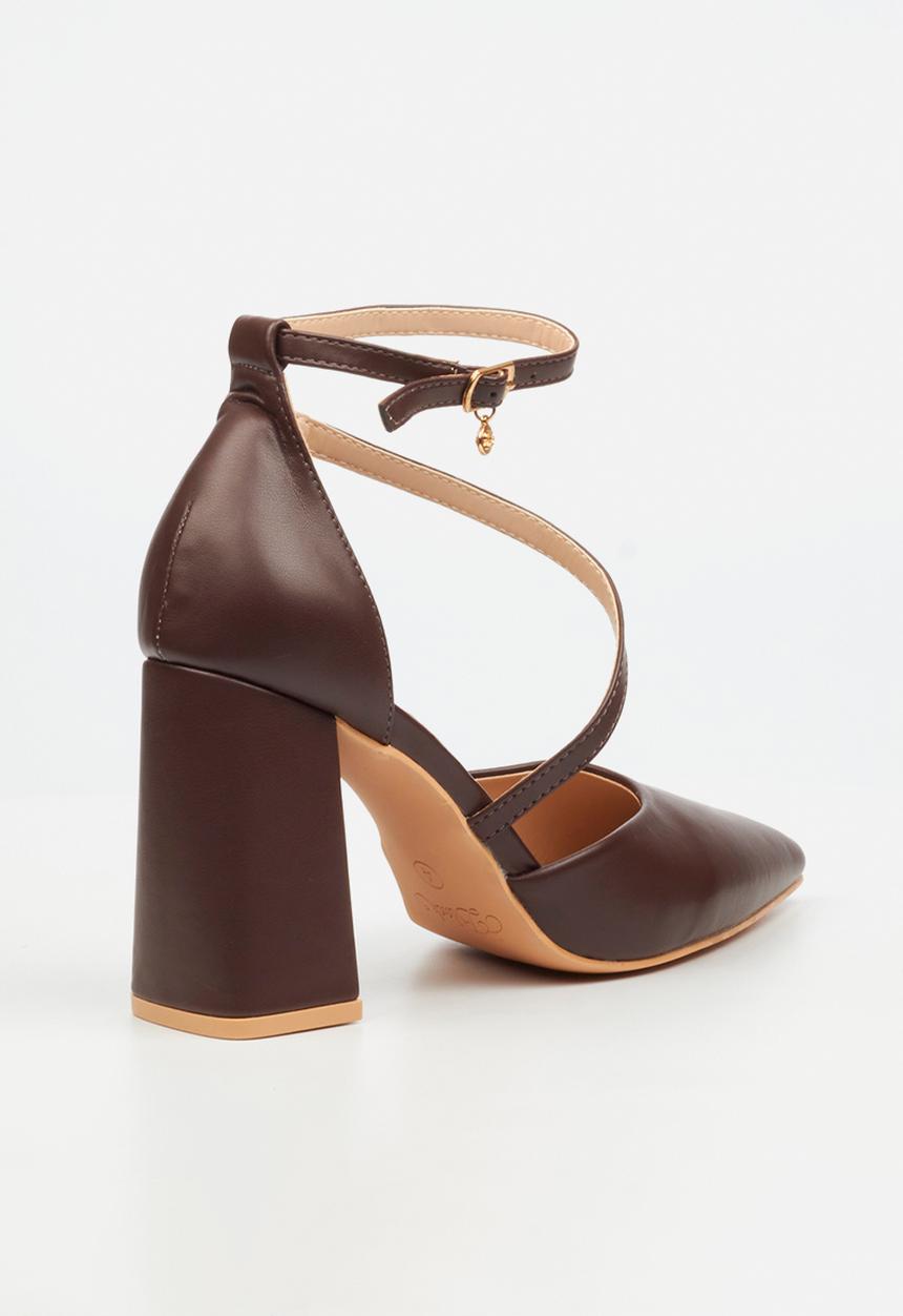 Miss Black - Novi 2 penny moc chunky block heel - chocolate