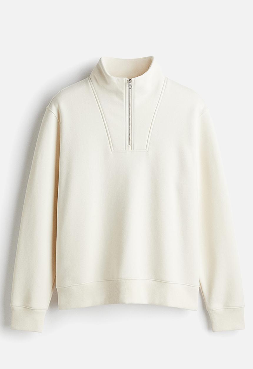 H&M - Regular fit zip-top sweatshirt - cream