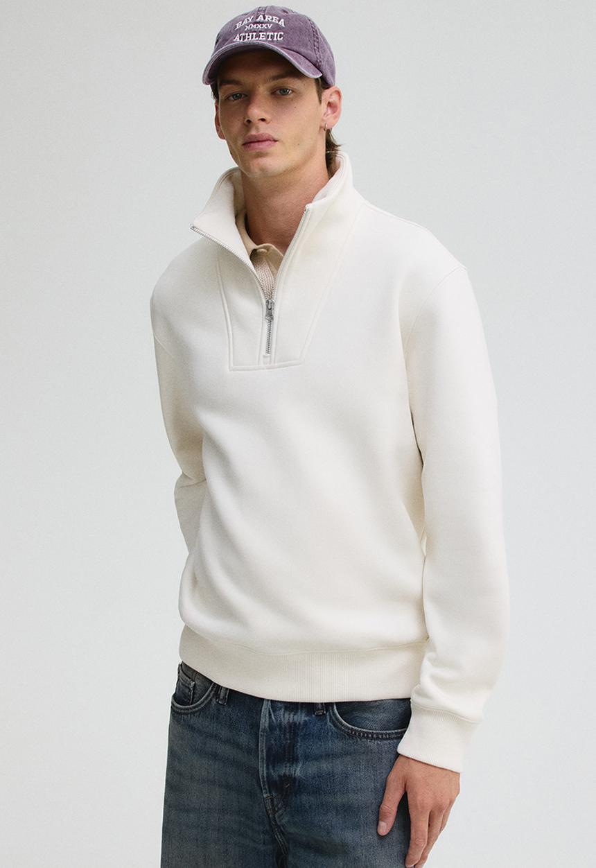 H&M - Regular fit zip-top sweatshirt - cream