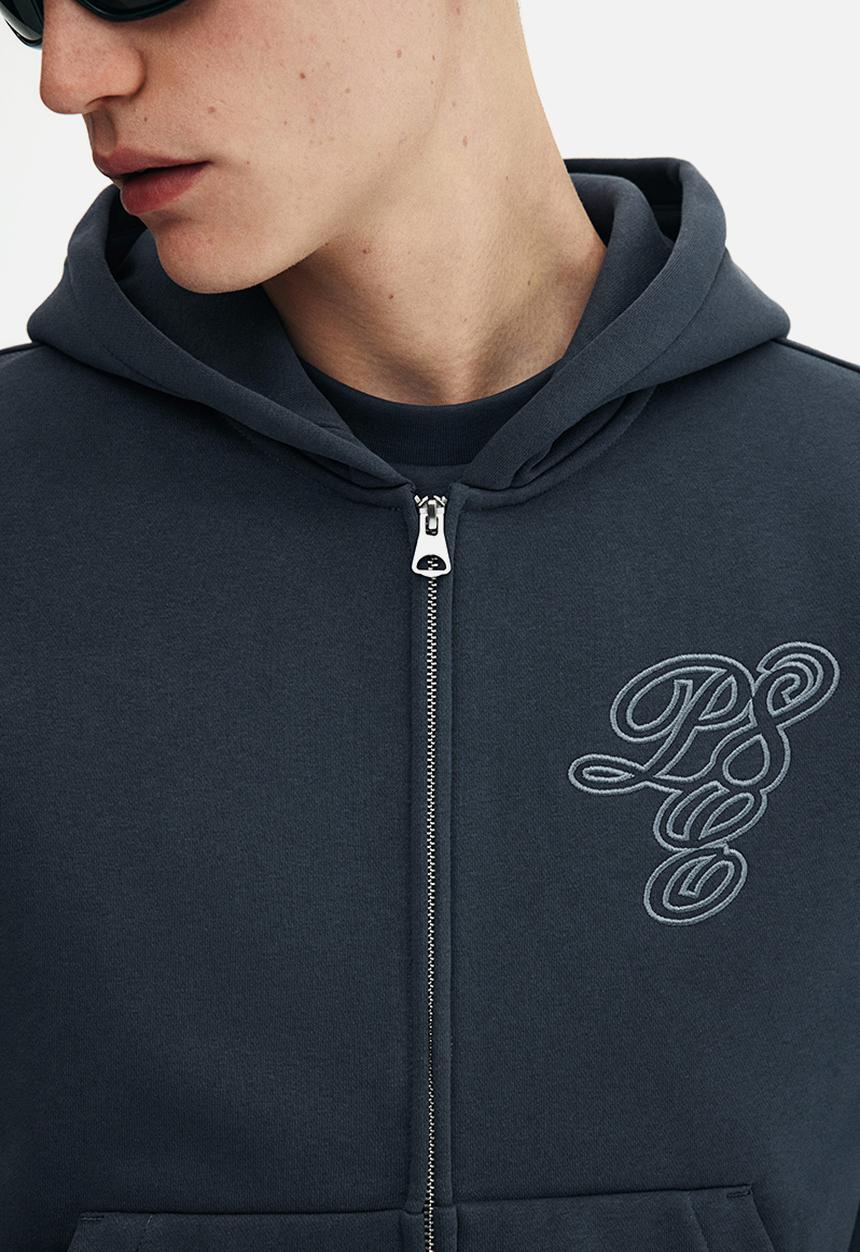 H&M - Loose fit zip-through hoodie - steel blue