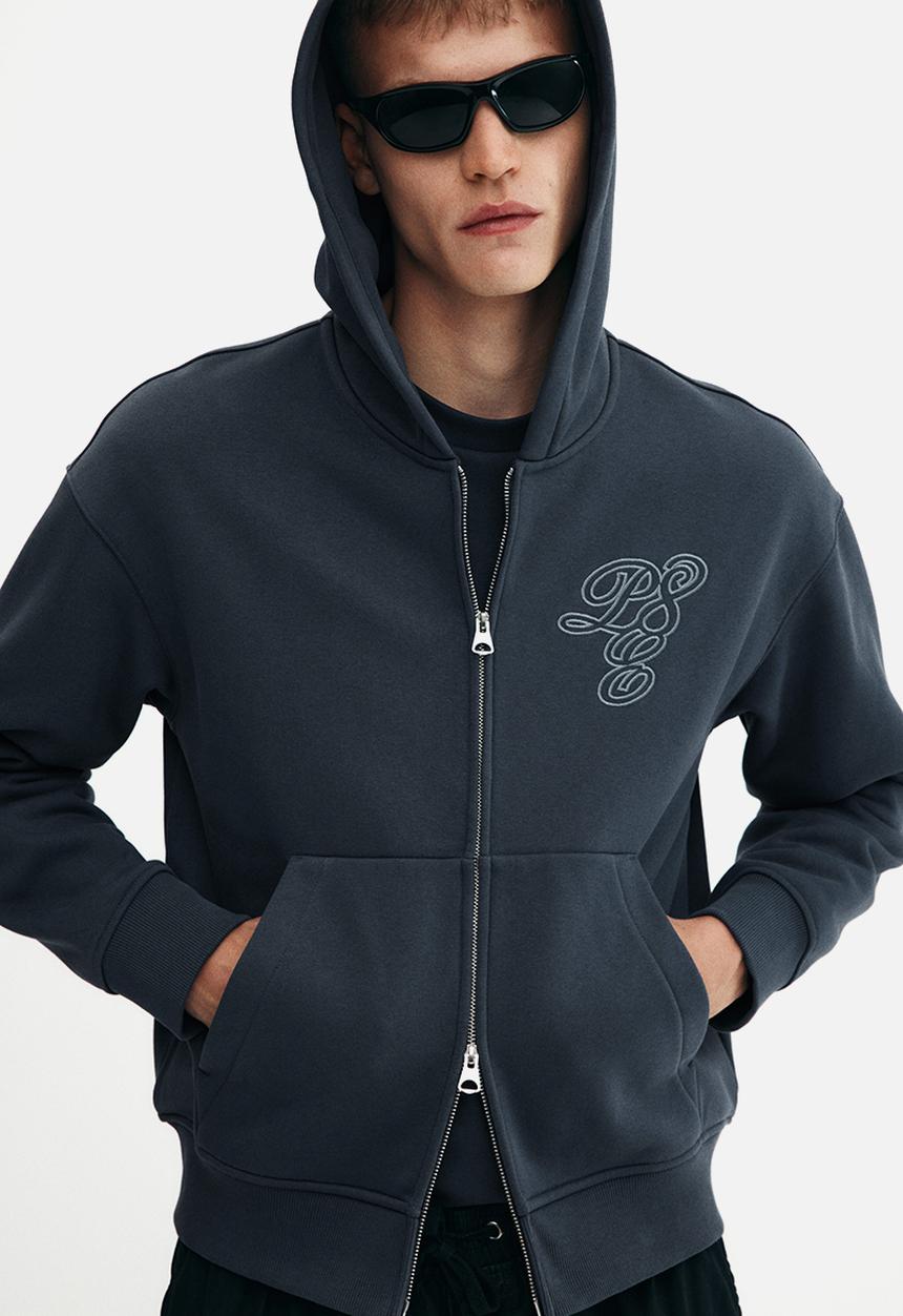 H&M - Loose fit zip-through hoodie - steel blue