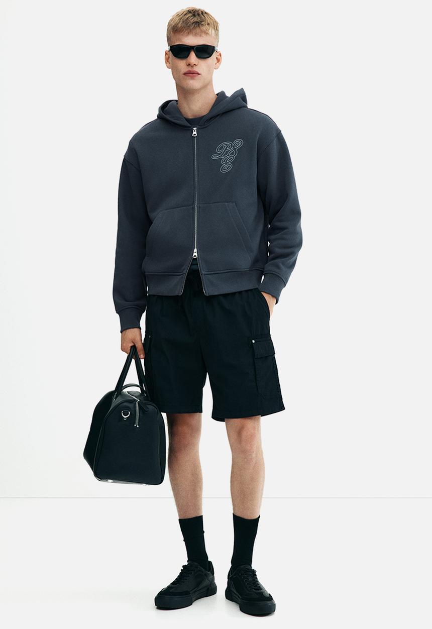 H&M - Loose fit zip-through hoodie - steel blue