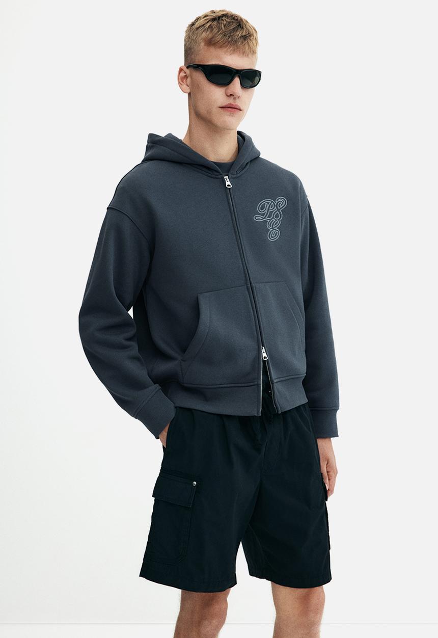 H&M - Loose fit zip-through hoodie - steel blue