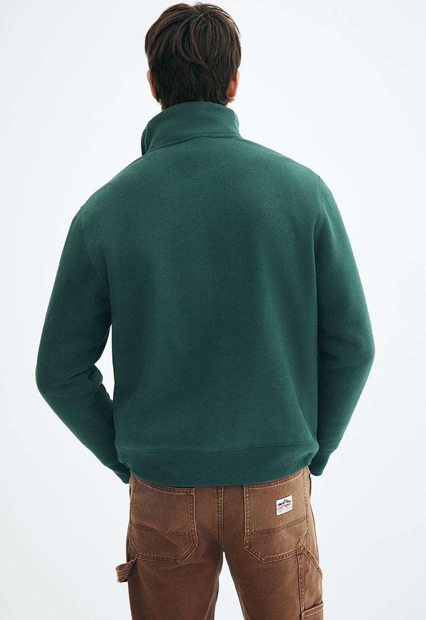 H&M - Regular fit zip-top sweatshirt - dark forest green