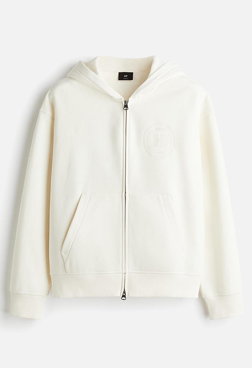 H&M - Loose fit zip-through hoodie - white