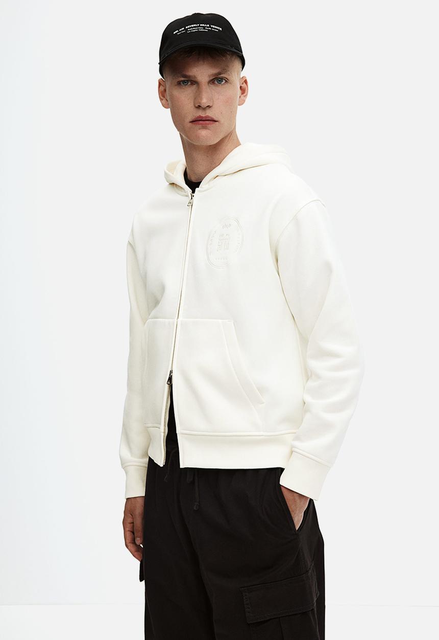 H&M - Loose fit zip-through hoodie - white