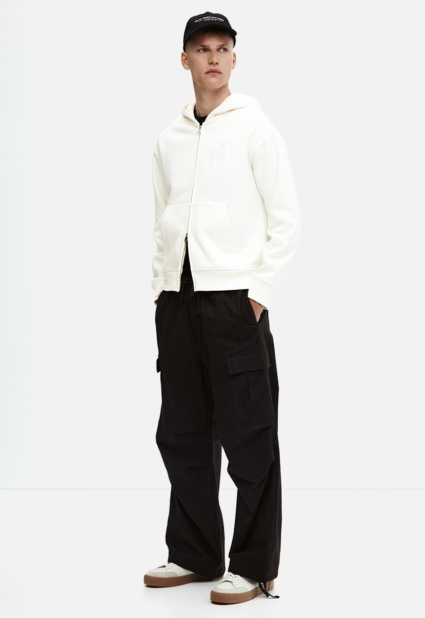 H&M - Loose fit zip-through hoodie - white