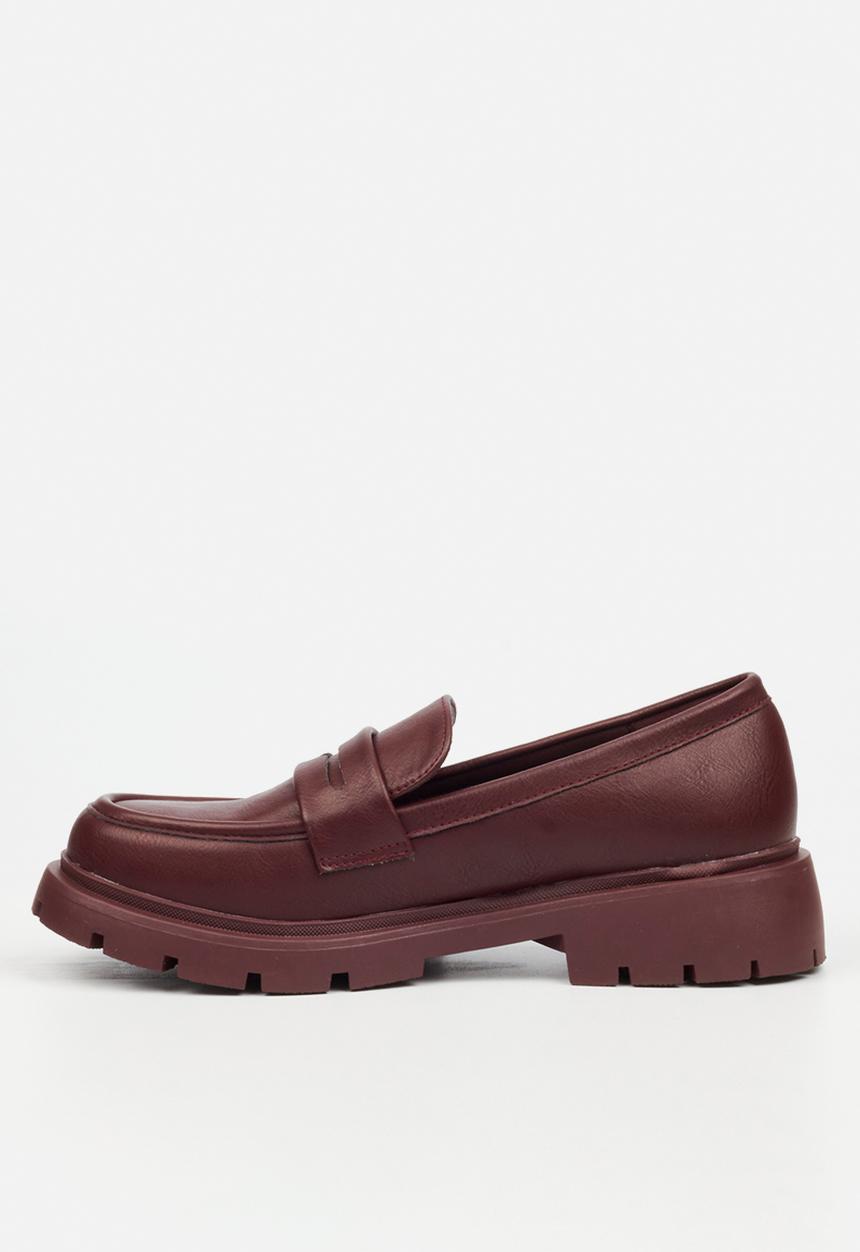 Miss Black - Tipsy 7 penny moc chunky derby - wine