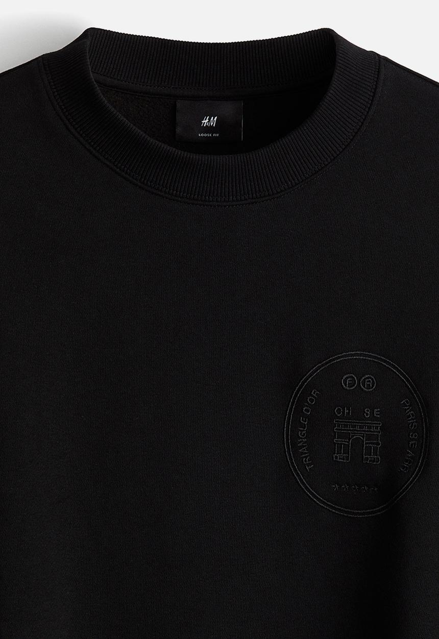 H&M - Regular fit printed sweatshirt - black