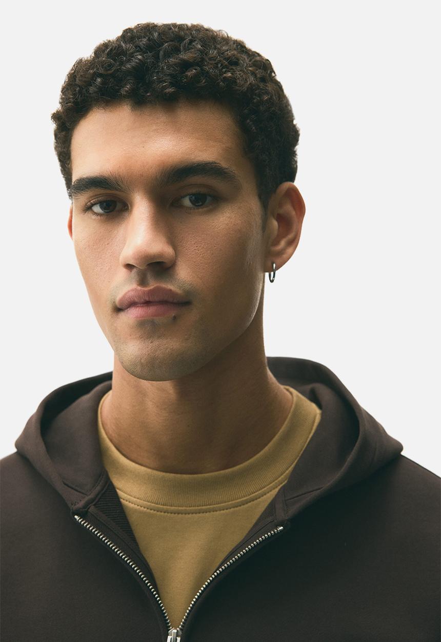 H&M - Loose fit boxy-style zip-through hoodie - dark brown 