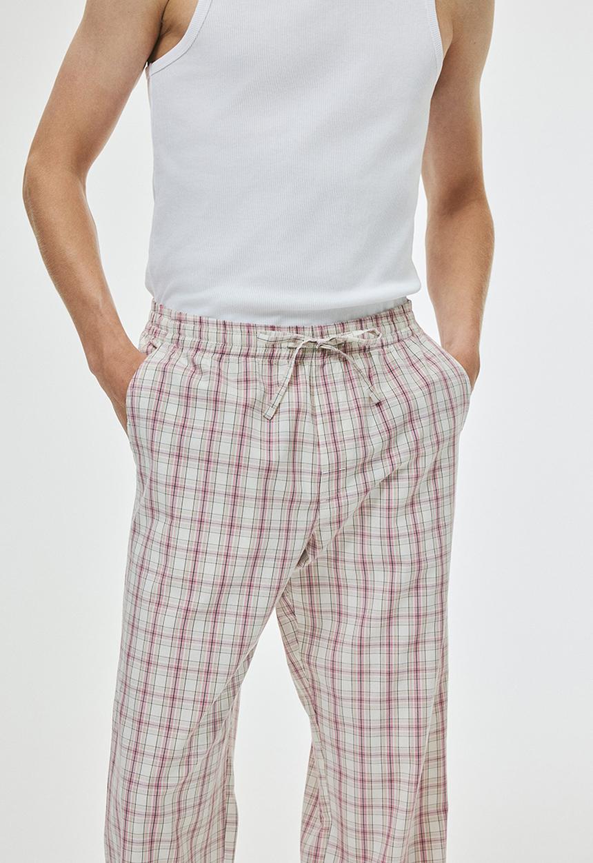 H&M - Relaxed fit poplin trousers - pink/checked