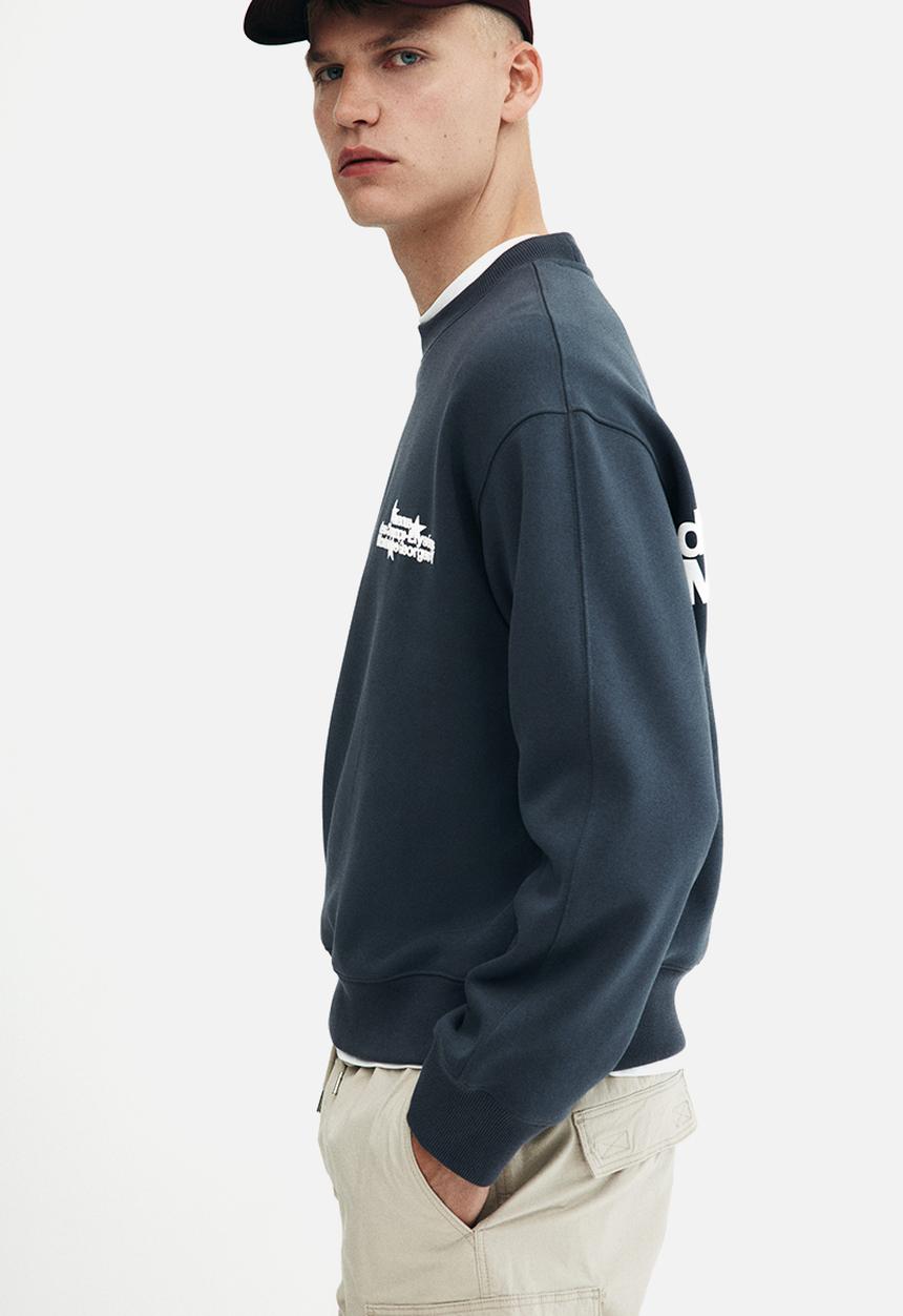 H&M - Regular fit printed sweatshirt - steel blue avenue