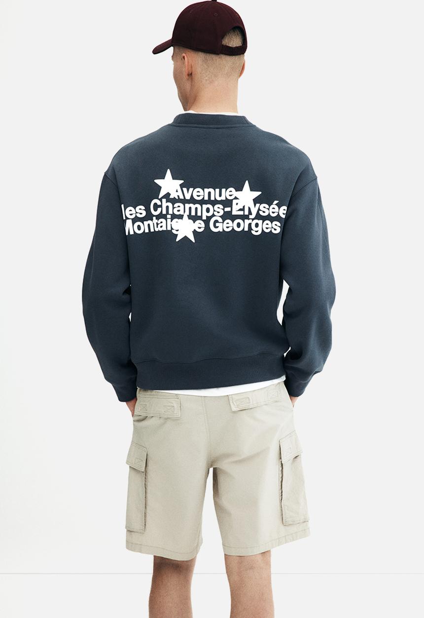 H&M - Regular fit printed sweatshirt - steel blue avenue