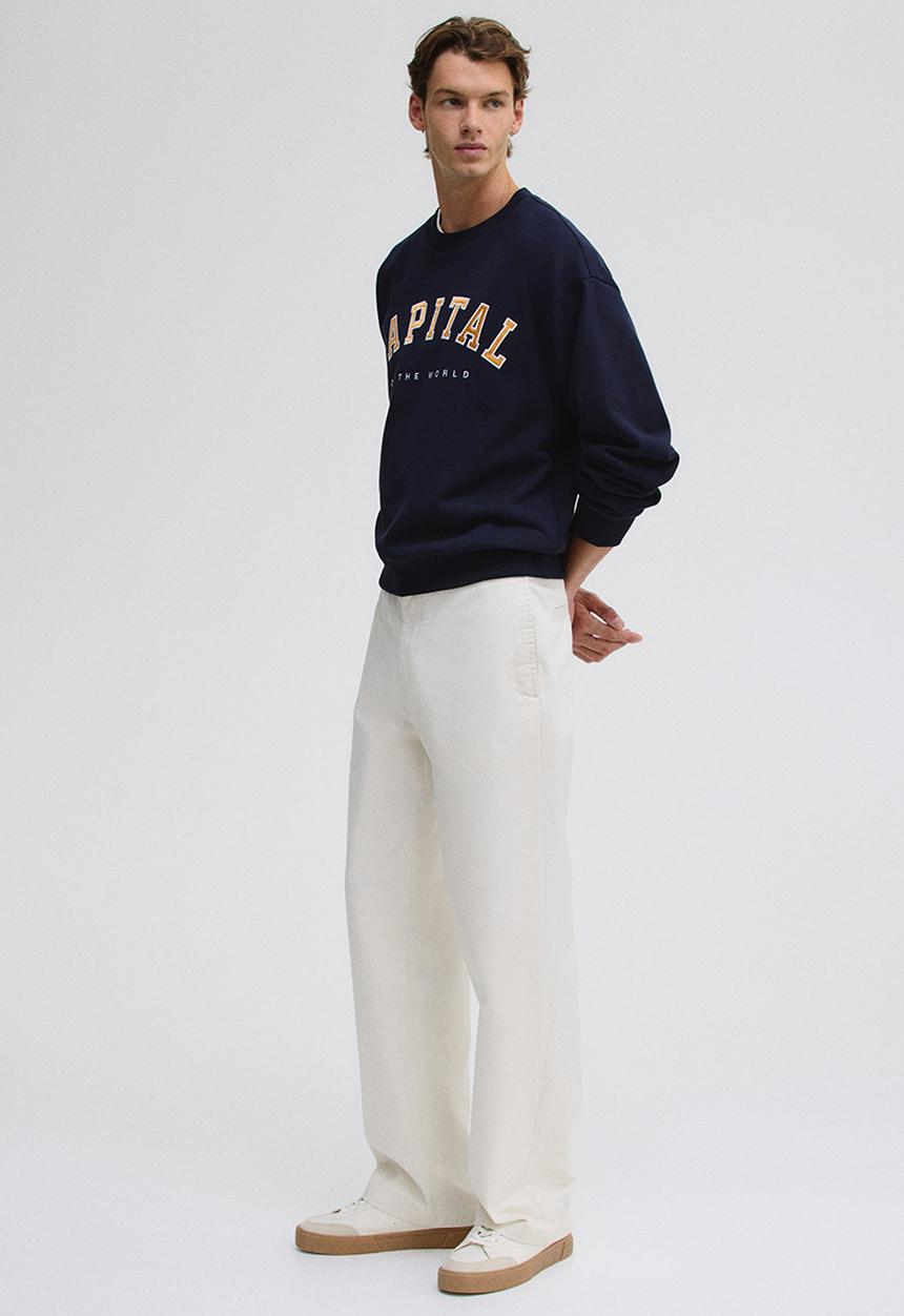H&M - Relaxed fit cotton chinos - white