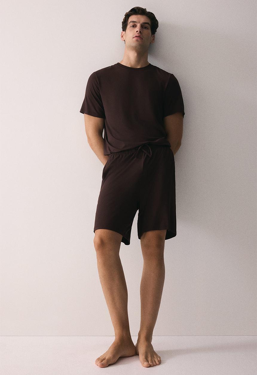 H&M - Jersey pyjama t-shirt and shorts - brown