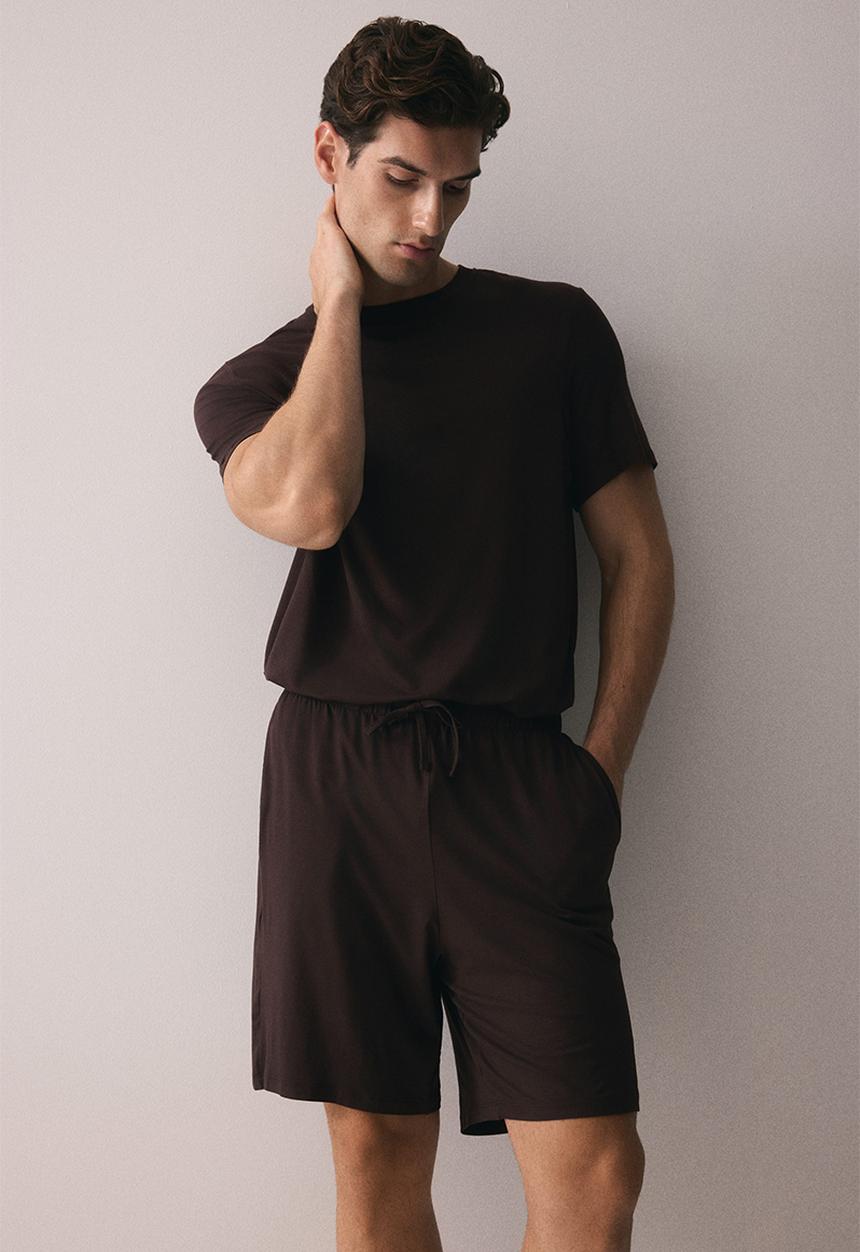 H&M - Jersey pyjama t-shirt and shorts - brown
