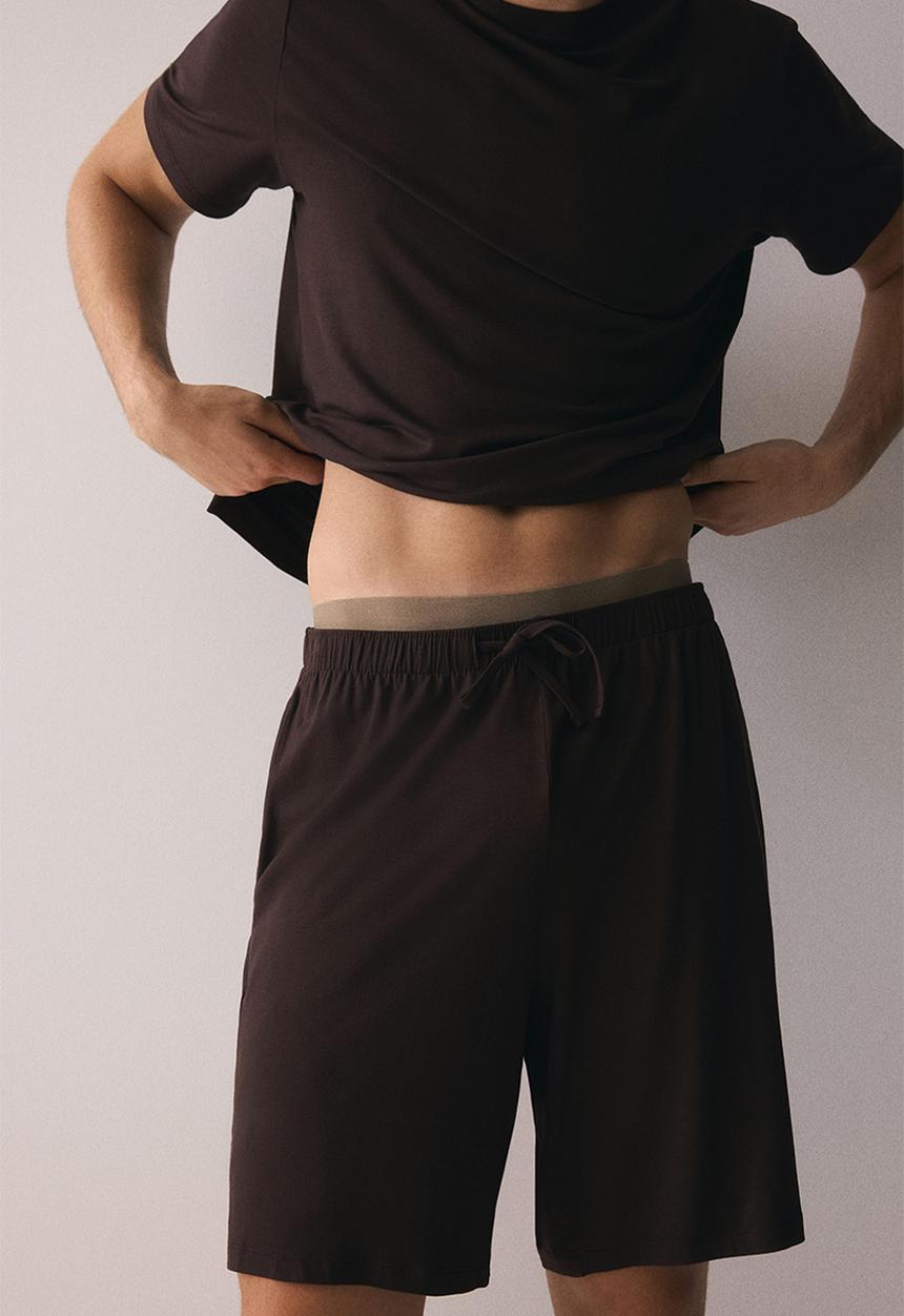 H&M - Jersey pyjama t-shirt and shorts - brown