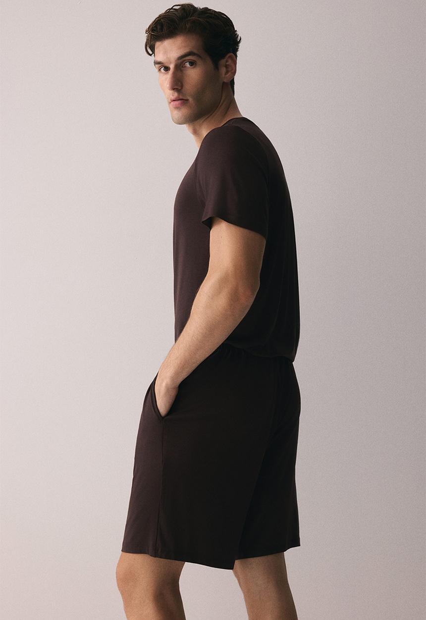 H&M - Jersey pyjama t-shirt and shorts - brown
