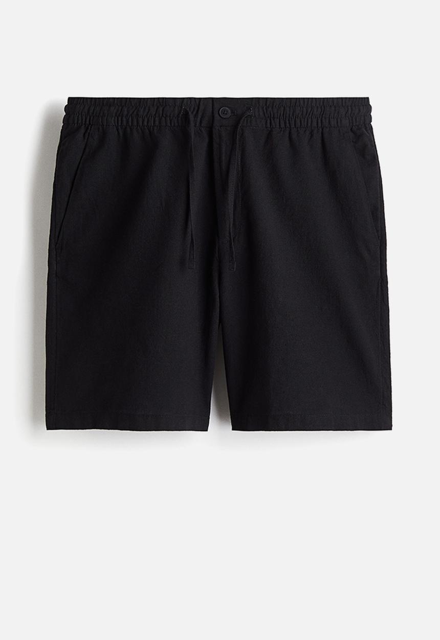 H&M - Regular fit linen-blend shorts - black