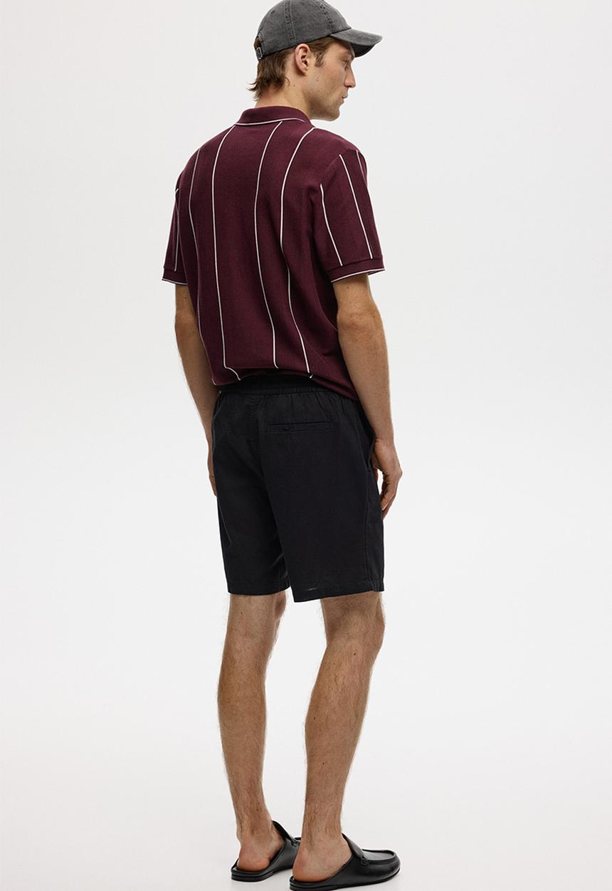 H&M - Regular fit linen-blend shorts - black
