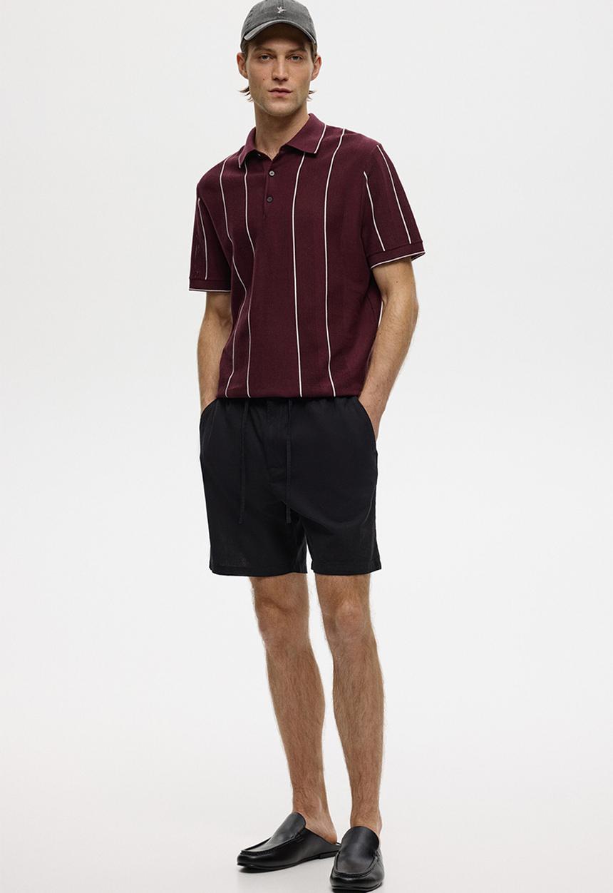 H&M - Regular fit linen-blend shorts - black