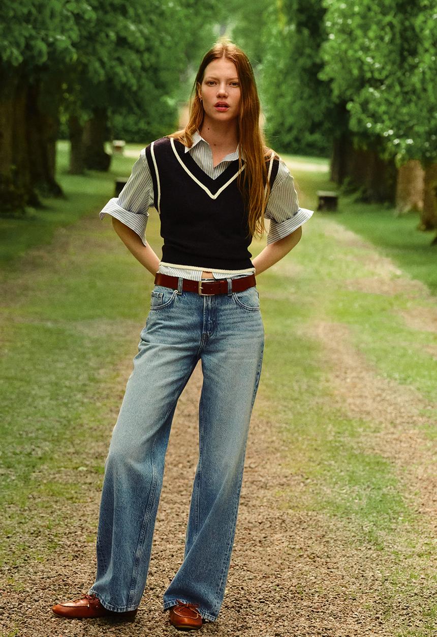H&M - Wide high jeans - denim blue