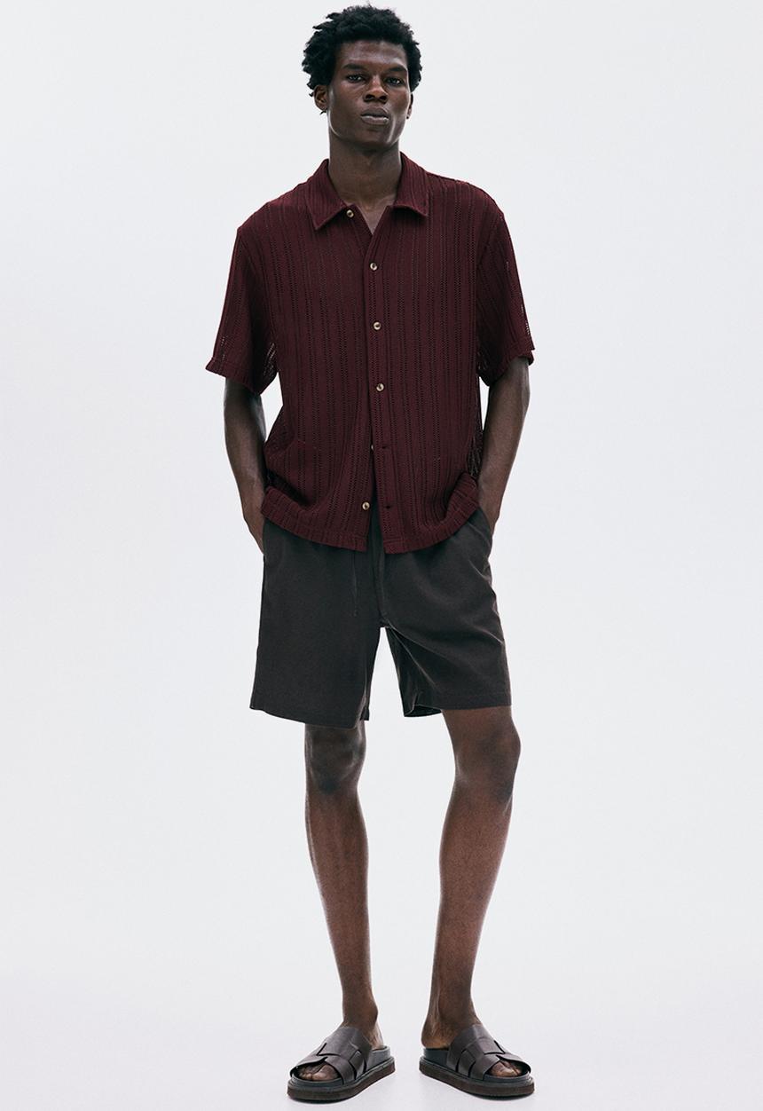 H&M - Regular fit linen-blend shorts - brown