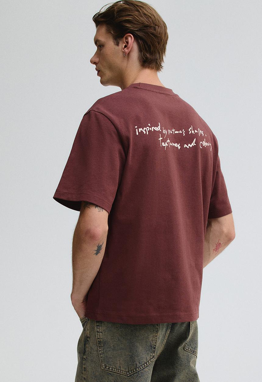 H&M - Regular fit printed t-shirt - red clayworks