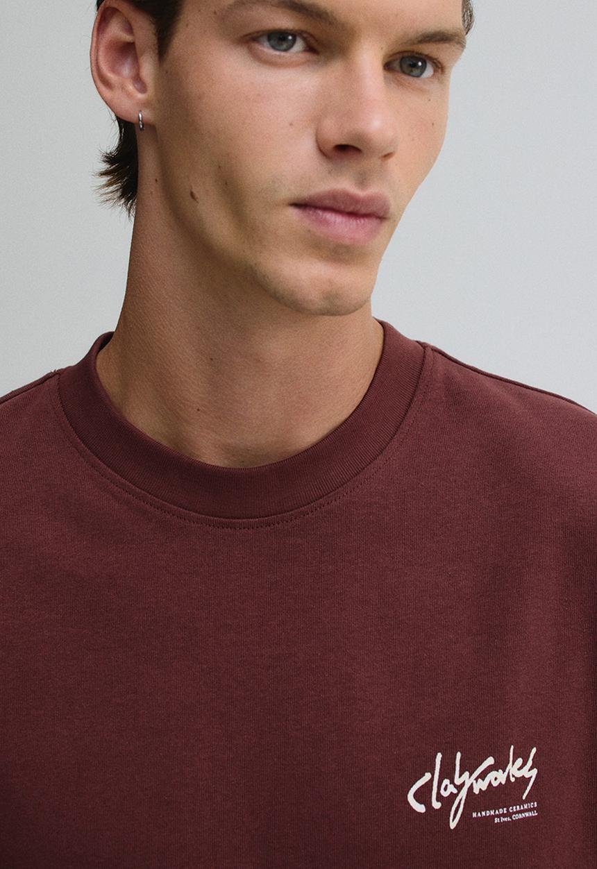 H&M - Regular fit printed t-shirt - red clayworks