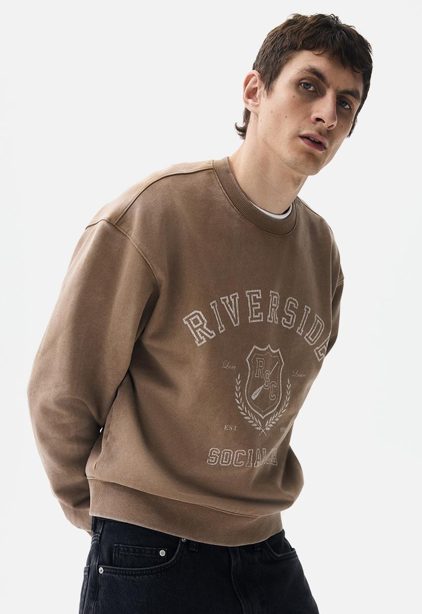 H&M - Loose fit printed sweatshirt - beige/riverside