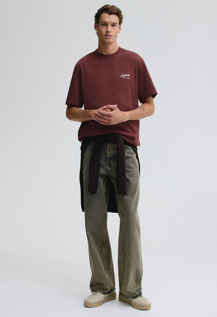 H&M - Regular fit printed t-shirt - red clayworks