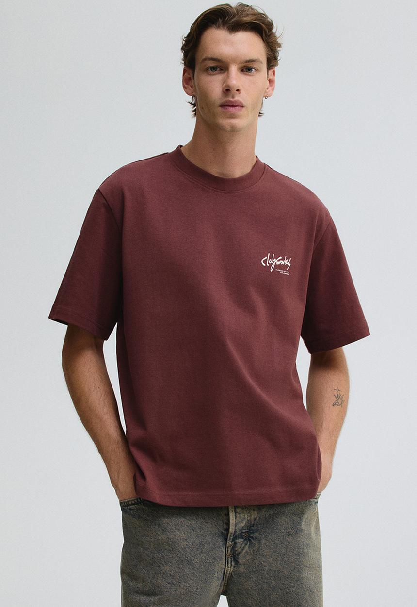H&M - Regular fit printed t-shirt - red clayworks
