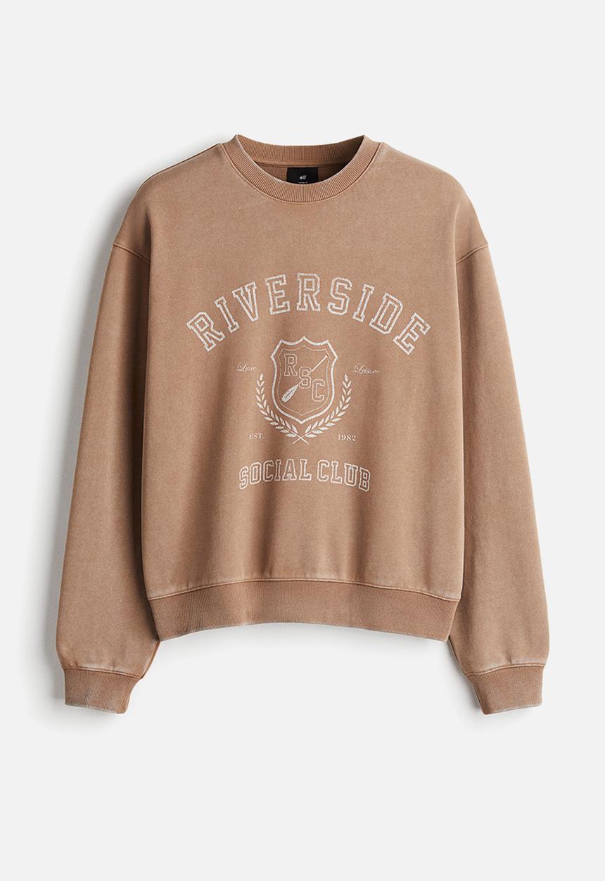 H&M - Loose fit printed sweatshirt - beige/riverside