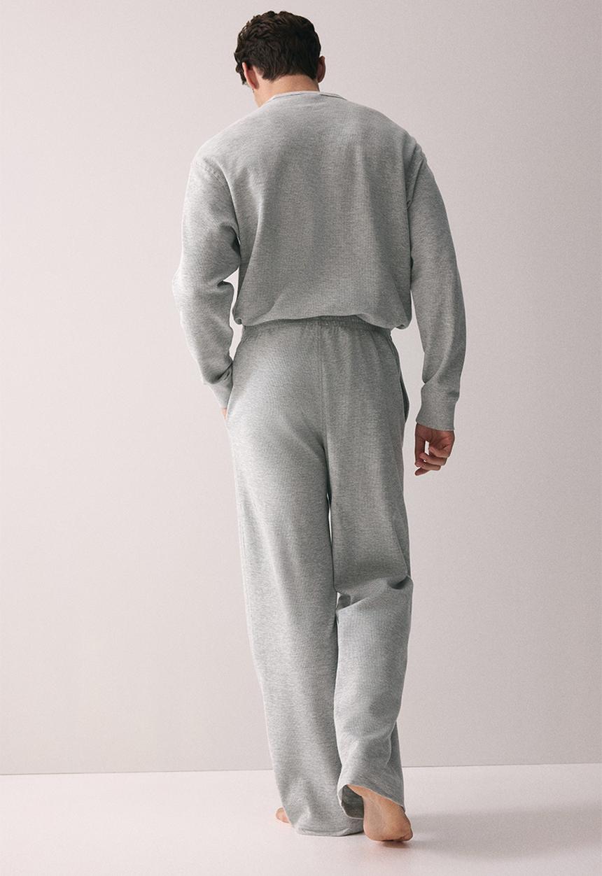 H&M - Waffled cotton pyjama top and bottoms - grey marl