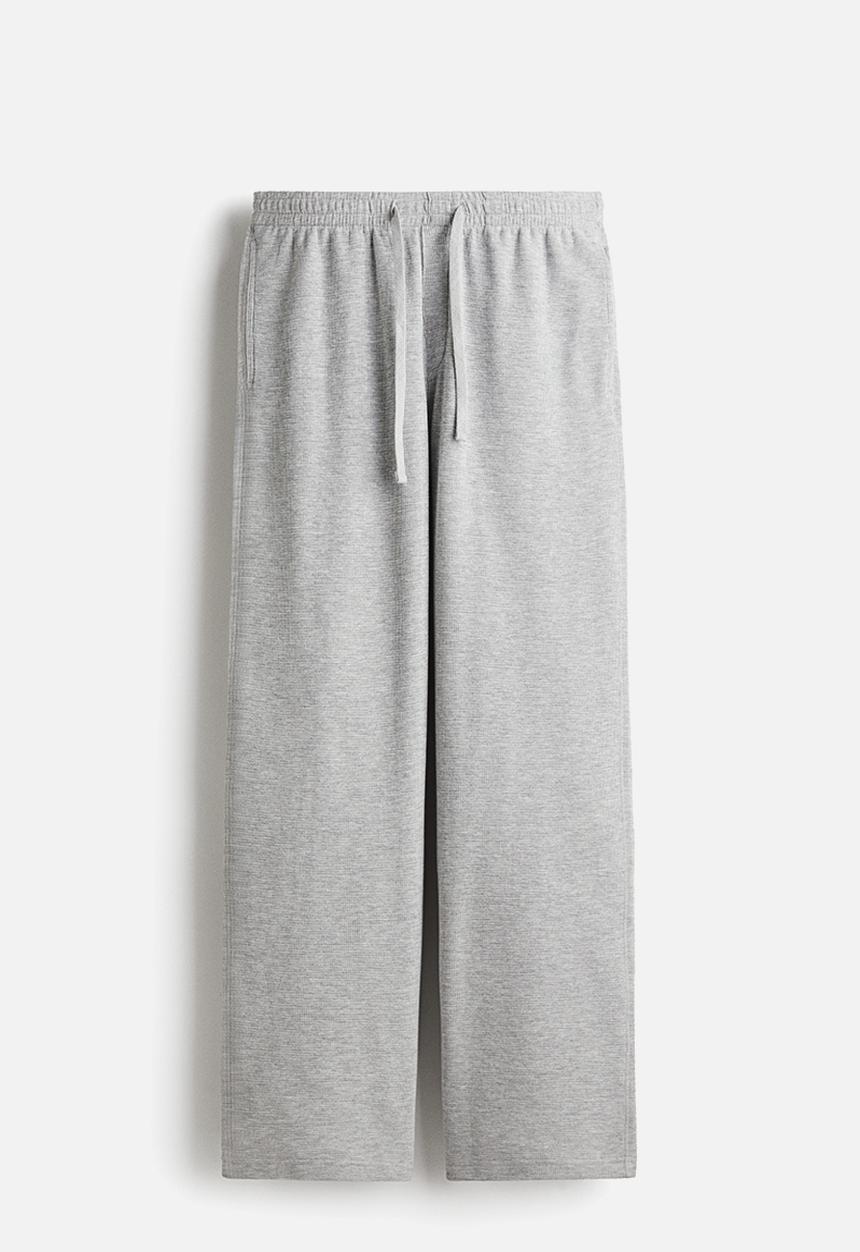 H&M - Waffled cotton pyjama top and bottoms - grey marl