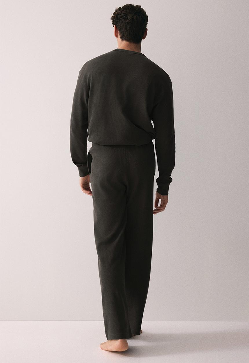 H&M - Waffled cotton pyjama top and bottoms - dark green