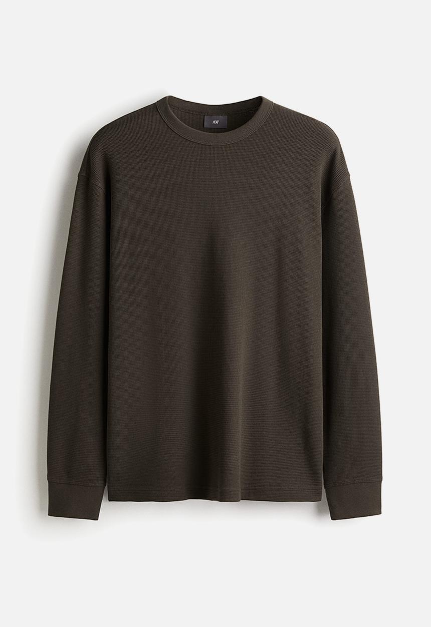 H&M - Waffled cotton pyjama top and bottoms - dark green