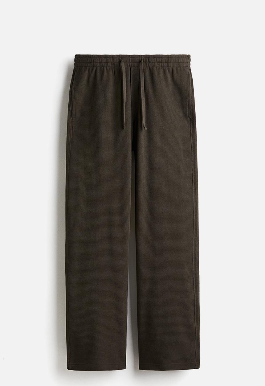 H&M - Waffled cotton pyjama top and bottoms - dark green