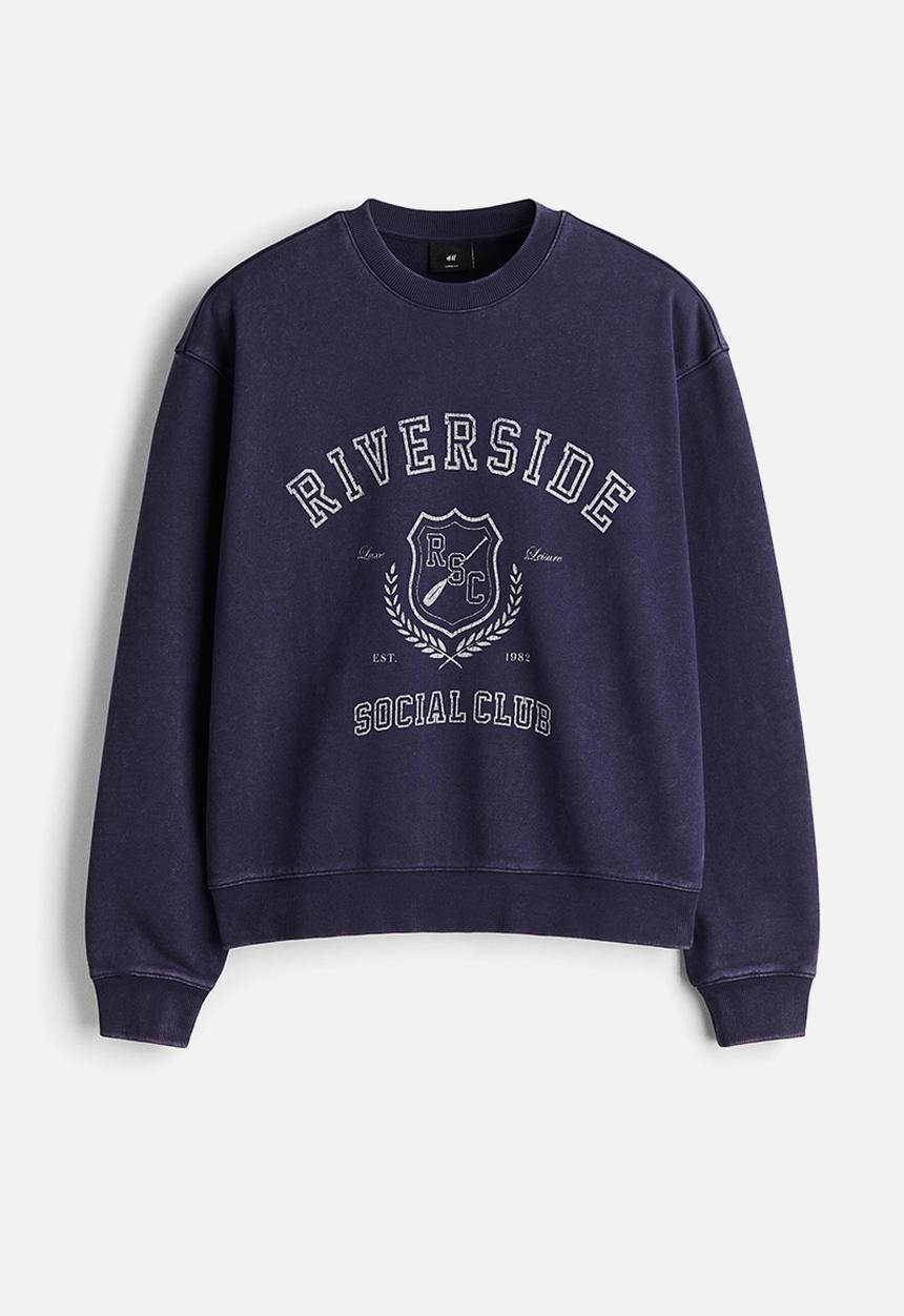 H&M - Loose fit printed sweatshirt - blue riverside