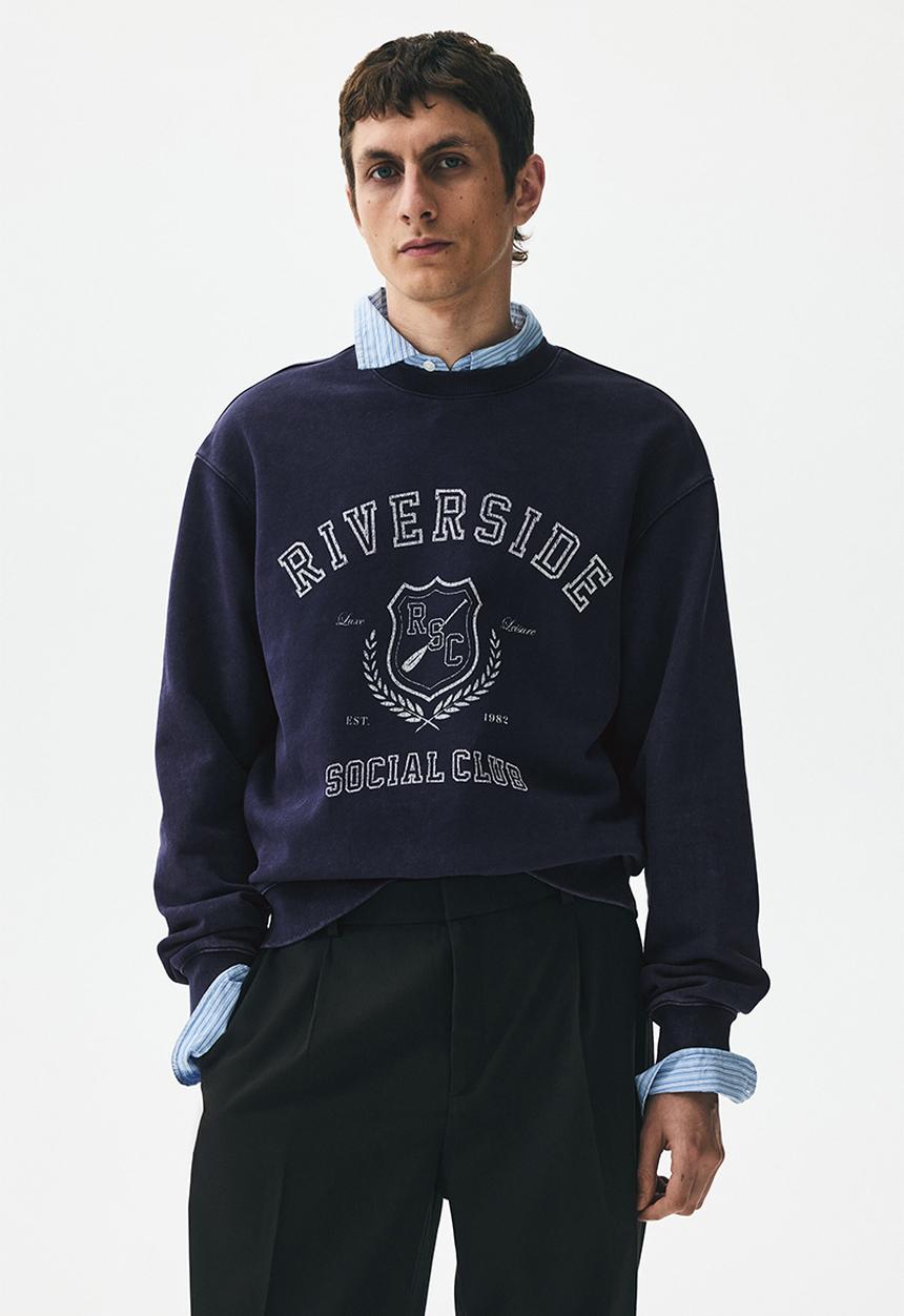 H&M - Loose fit printed sweatshirt - blue riverside