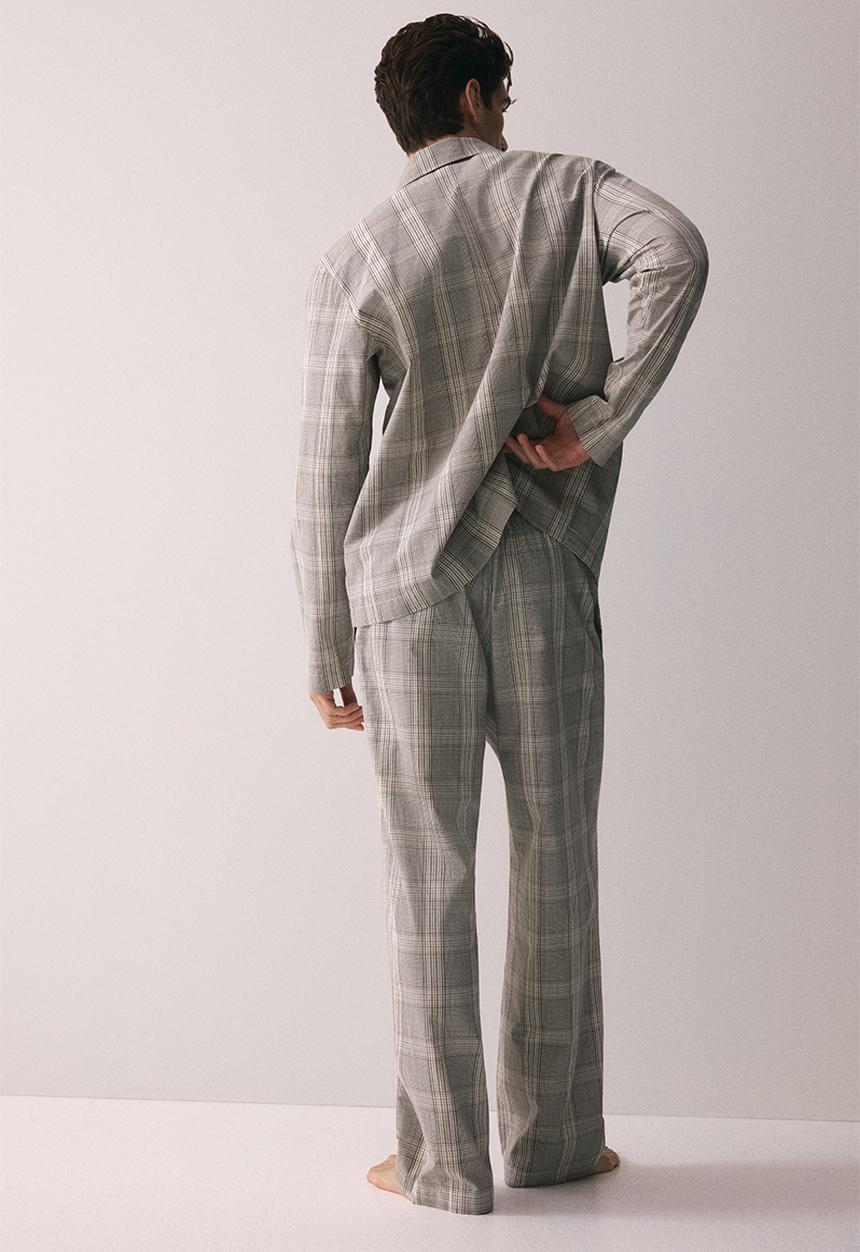 H&M - Poplin pyjama shirt and bottoms - greige checked