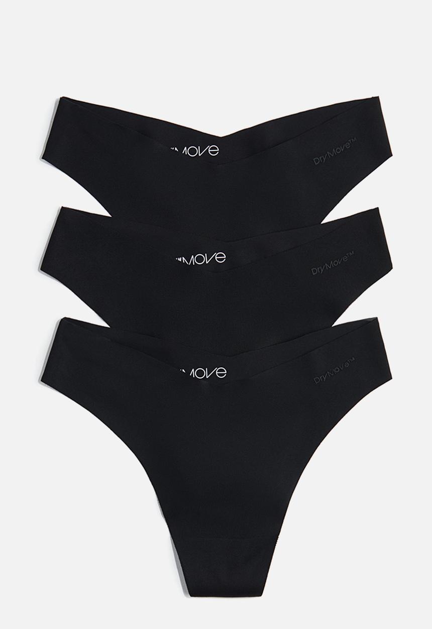 H&M - 3-Pack sports thong briefs with drymove™ - black
