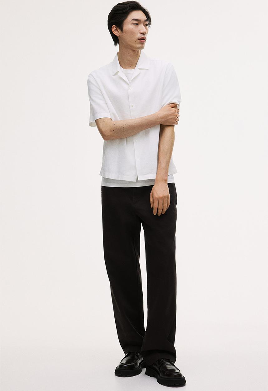H&M - Regular fit linen-blend resort shirt - white