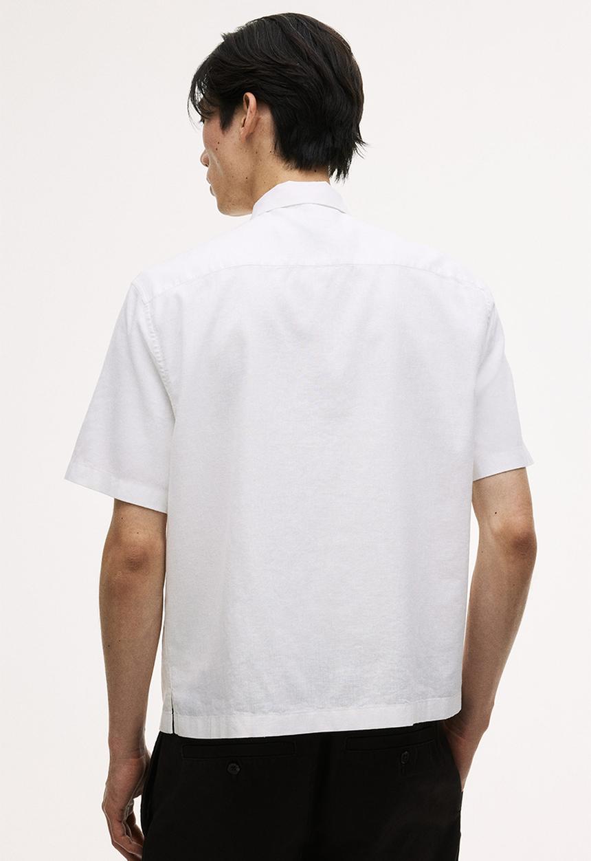 H&M - Regular fit linen-blend resort shirt - white
