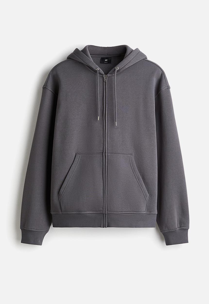H&M - Loose  fit zip-through hoodie - dark grey